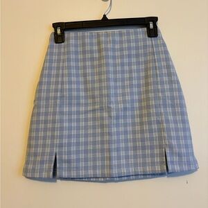 Brandy Melville Light Blue Plaid Mini Skirt